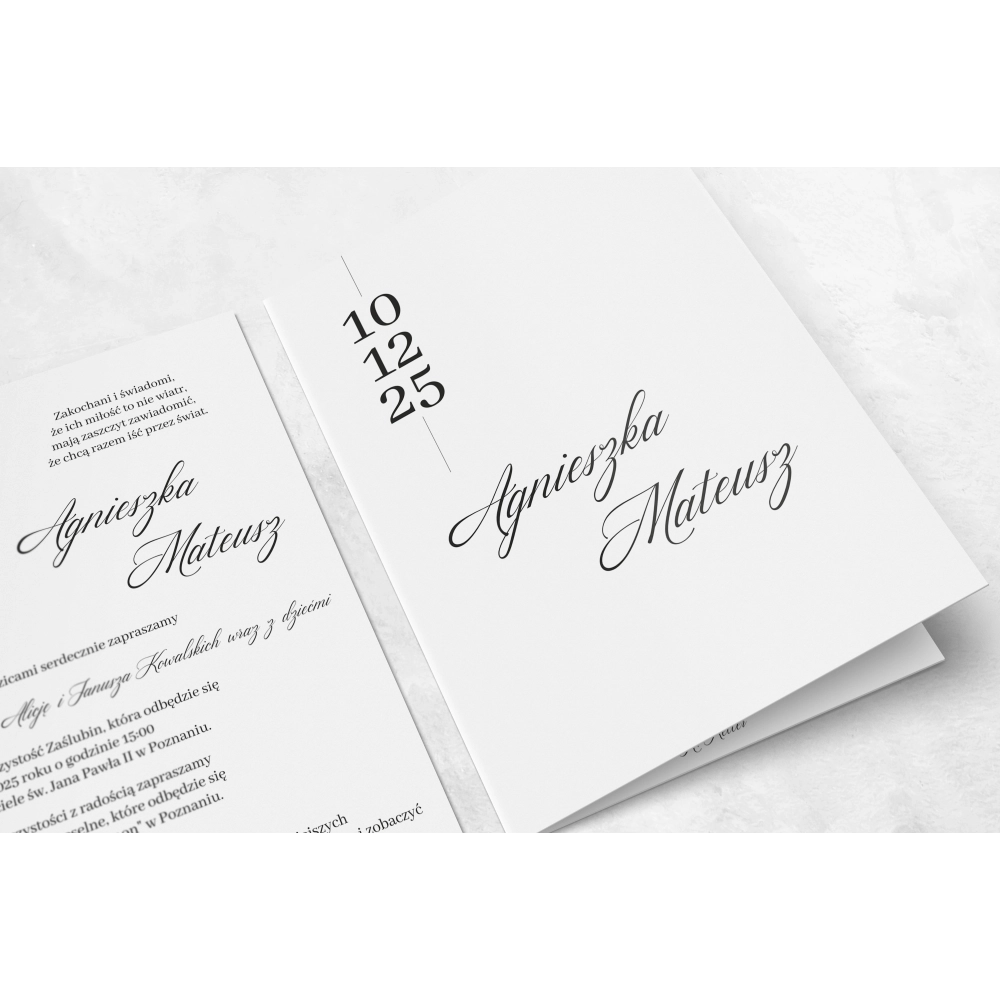 Złocone zaproszenia ślubne Minimalistyczne - Składane Motyw 4