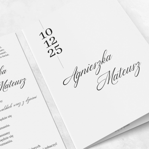 Złocone zaproszenia ślubne Minimalistyczne - Składane Motyw 4