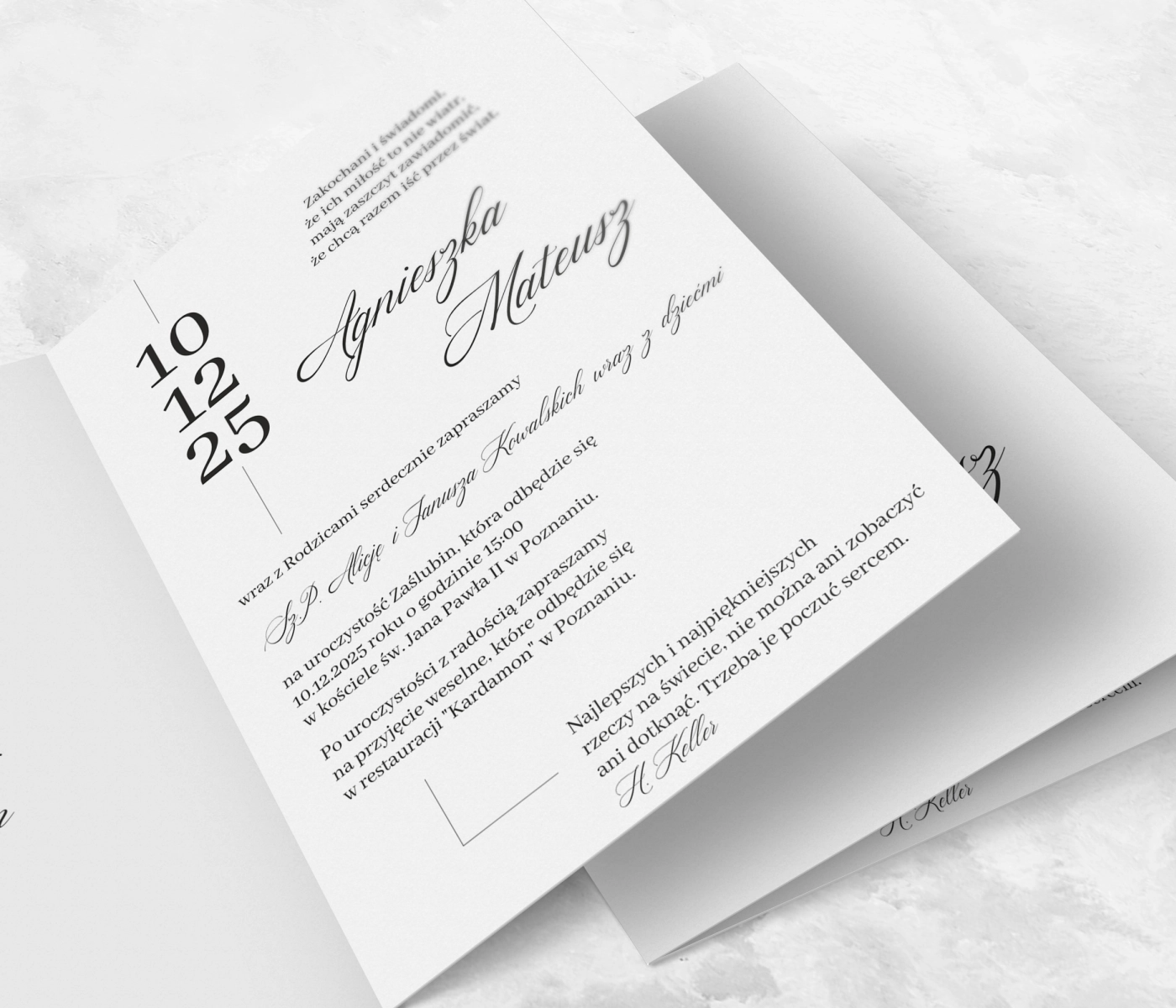 Zaproszenia ślubne Minimalistyczne - Składane Motyw 4