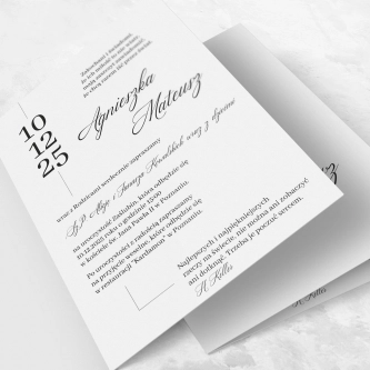 Złocone zaproszenia ślubne Minimalistyczne - Składane Motyw 4