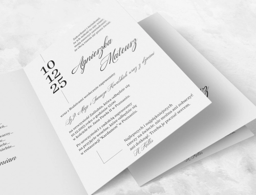 Złocone zaproszenia ślubne Minimalistyczne - Składane Motyw 4