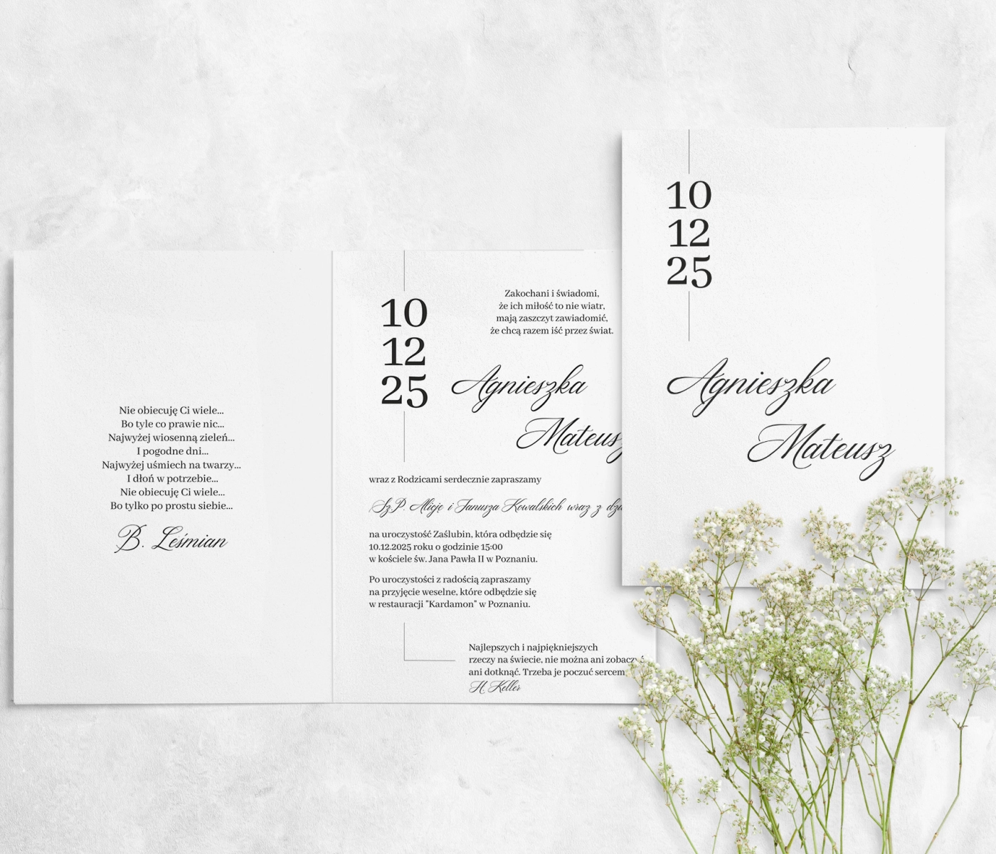 Zaproszenia ślubne Minimalistyczne - Składane Motyw 4