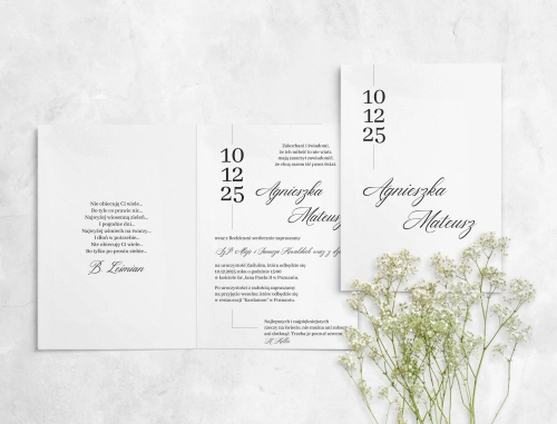 Zaproszenia ślubne Minimalistyczne - Składane Motyw 4