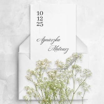 Minimalistyczne zaproszenie ślubne w&nbsp;stylu nowoczesnym z&nbsp;białą kopertą