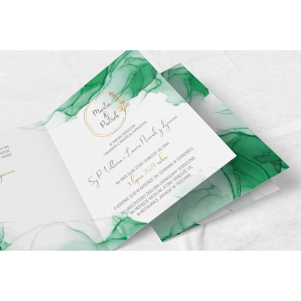 Zaproszenia ślubne Glamour Ink - Składane Motyw 6
