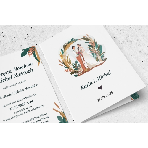 Zaproszenia ślubne Boho wedding - Składane motyw 1