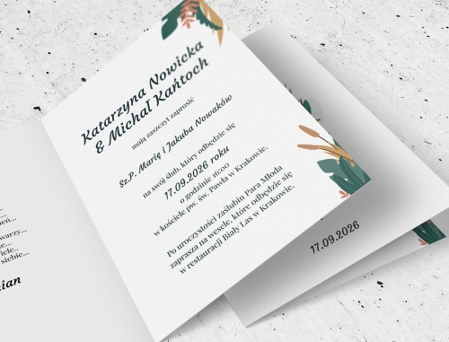 Zaproszenia ślubne Boho wedding - Składane motyw 1