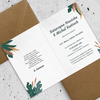 Rustykalne zaproszenie z&nbsp;Parą Młodą oraz z&nbsp;kopertą ekologiczną