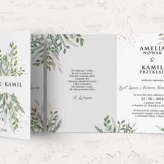 Zaproszenia ślubne Leaves - Składane Motyw 3