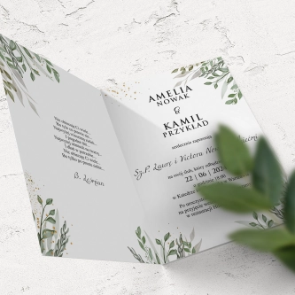 Zaproszenia ślubne Leaves - Składane Motyw 3