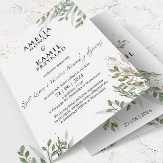 Zaproszenia ślubne Leaves - Składane Motyw 3