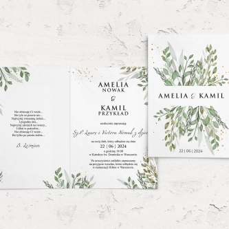 Zaproszenia ślubne Leaves - Składane Motyw 3