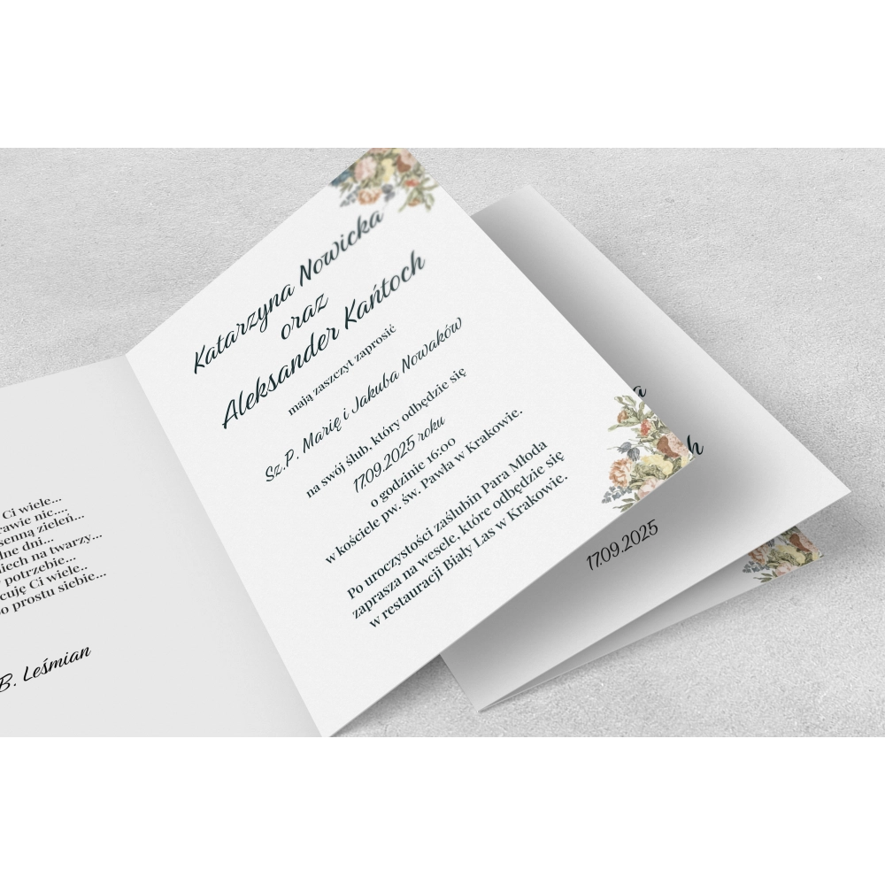 Zaproszenia ślubne Rustic Summer - Składane motyw 1