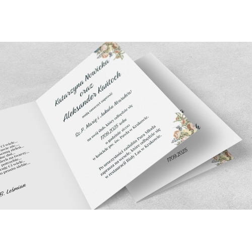 Zaproszenia ślubne Rustic Summer - Składane motyw 1