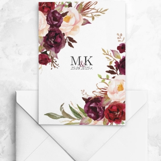 Kwieciste zaproszenie Fabello drukowane na papierze satynowym z&nbsp;białą kopertą