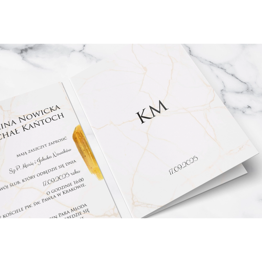 Zaproszenia ślubne Marble - Składane motyw 1