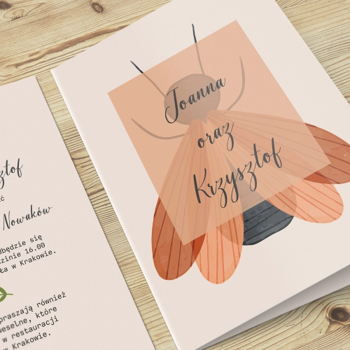 Zaproszenia ślubne Butterflies - Składane motyw 2