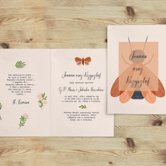 Zaproszenia ślubne Butterflies - Składane motyw 2