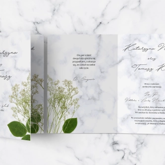 Zaproszenia ślubne Marble leaf - Składane Motyw 3