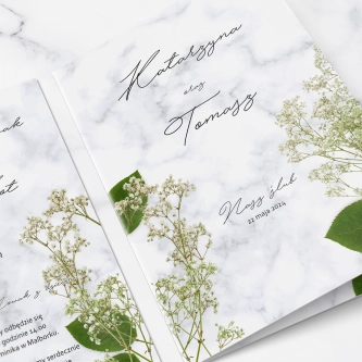 Zaproszenia ślubne Marble leaf - Składane Motyw 3