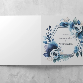 Zaproszenia ślubne Kwadratowe Składane Azure Flowers - Motyw 1