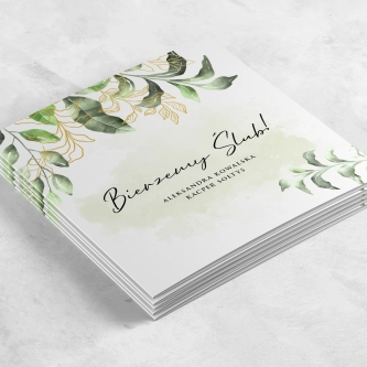 Zaproszenia ślubne Kwadratowe Składane Botanic Gold - Motyw 1