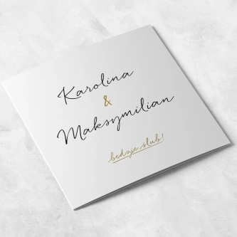 Zaproszenia ślubne Kwadratowe Składane Golden Elegance - Motyw 1