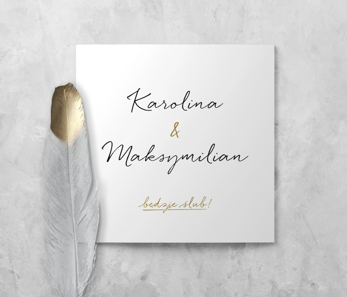 Zaproszenia ślubne Kwadratowe Składane Golden Elegance - Motyw 1