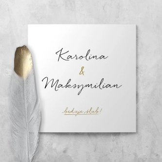 Zaproszenia ślubne Kwadratowe Składane Golden Elegance - Motyw 1