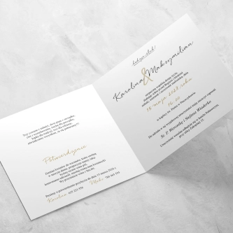 Zaproszenia ślubne Kwadratowe Składane Golden Elegance - Motyw 1