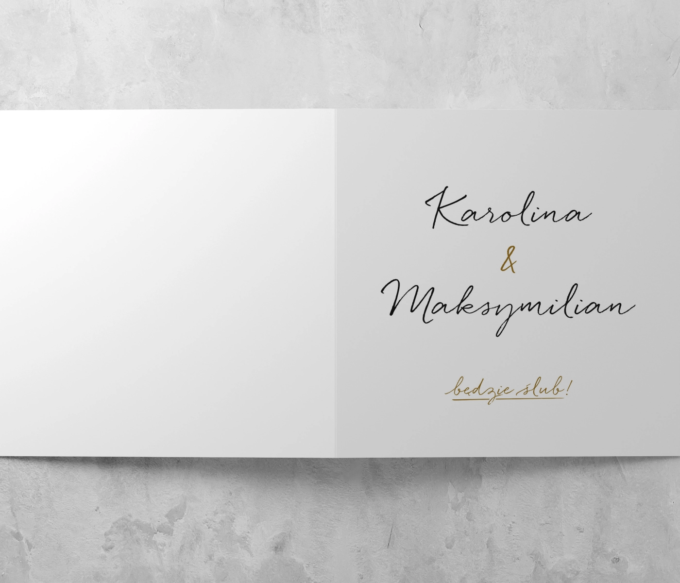 Zaproszenia ślubne Kwadratowe Składane Golden Elegance - Motyw 1