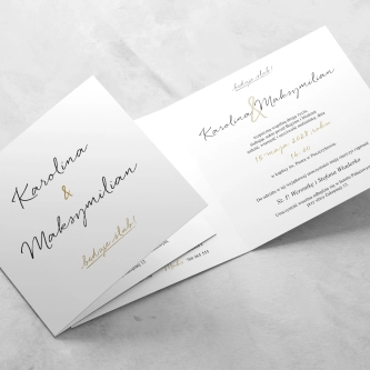 Zaproszenia ślubne Kwadratowe Składane Golden Elegance - Motyw 1