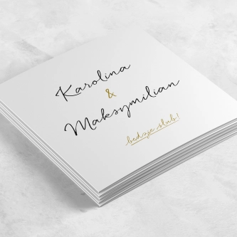 Zaproszenia ślubne Kwadratowe Składane Golden Elegance - Motyw 1