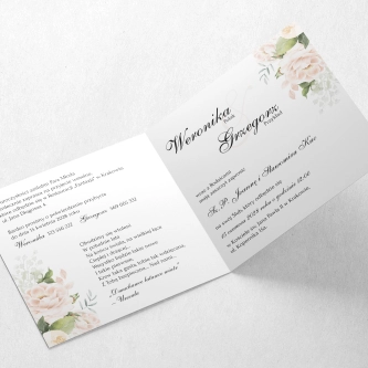 Zaproszenia ślubne Kwadratowe Składane Heart & Flowers - Motyw 1