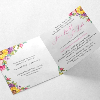 Zaproszenia ślubne Kwadratowe Składane Colorful Paradise - Motyw 1