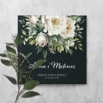 Zaproszenia ślubne Kwadratowe Składane Kwiatowa Fantazja - Motyw 1