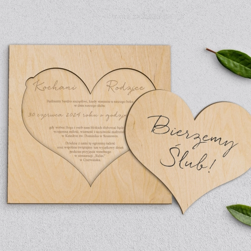 Drewniane Zaproszenie dla Rodziców - Golden Elegance