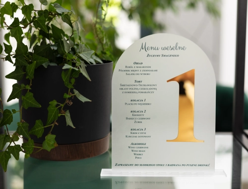 Akrylowe Menu z Numerem - półokrągłe