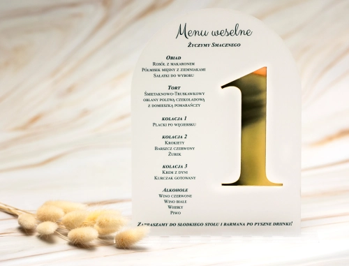 Akrylowe Menu z Numerem - półokrągłe