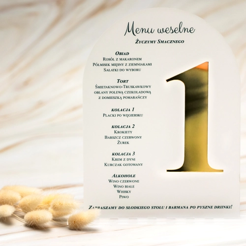Akrylowe Menu z Numerem - półokrągłe
