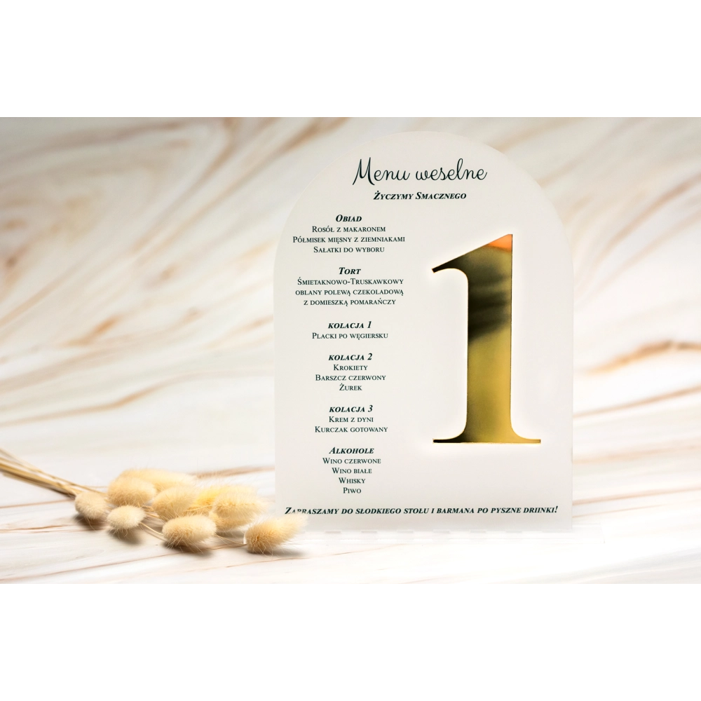 Akrylowy Numer z Menu - półokrągły