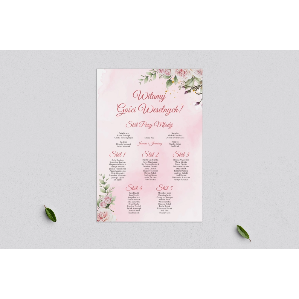 Plan stołów weselnych Złote Serca