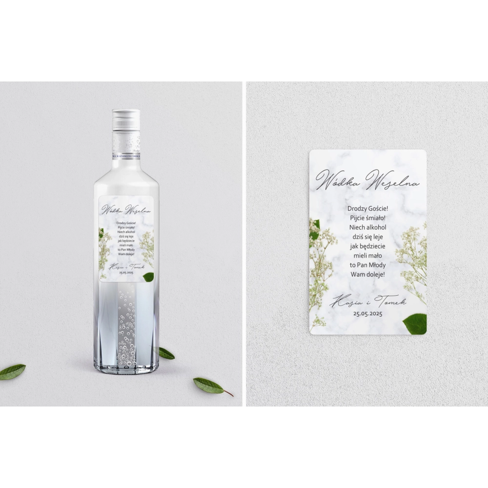 Naklejki na alkohol - Marble Leaf motyw 3