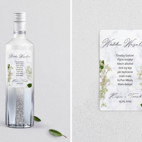 Naklejki na alkohol - Marble Leaf motyw 3