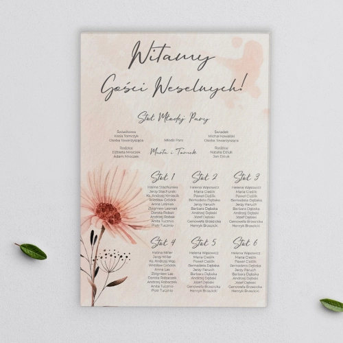 Plan stołów weselnych na płótnie Natalie motyw 1