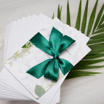 Zaproszenia ślubne Marble leaf - Składane Motyw 3