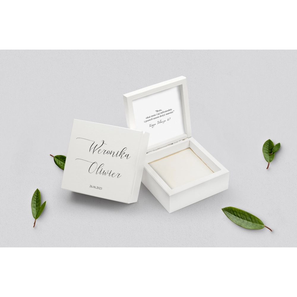 Pudełko na obrączki białe - Minimalistyczne Motyw 1