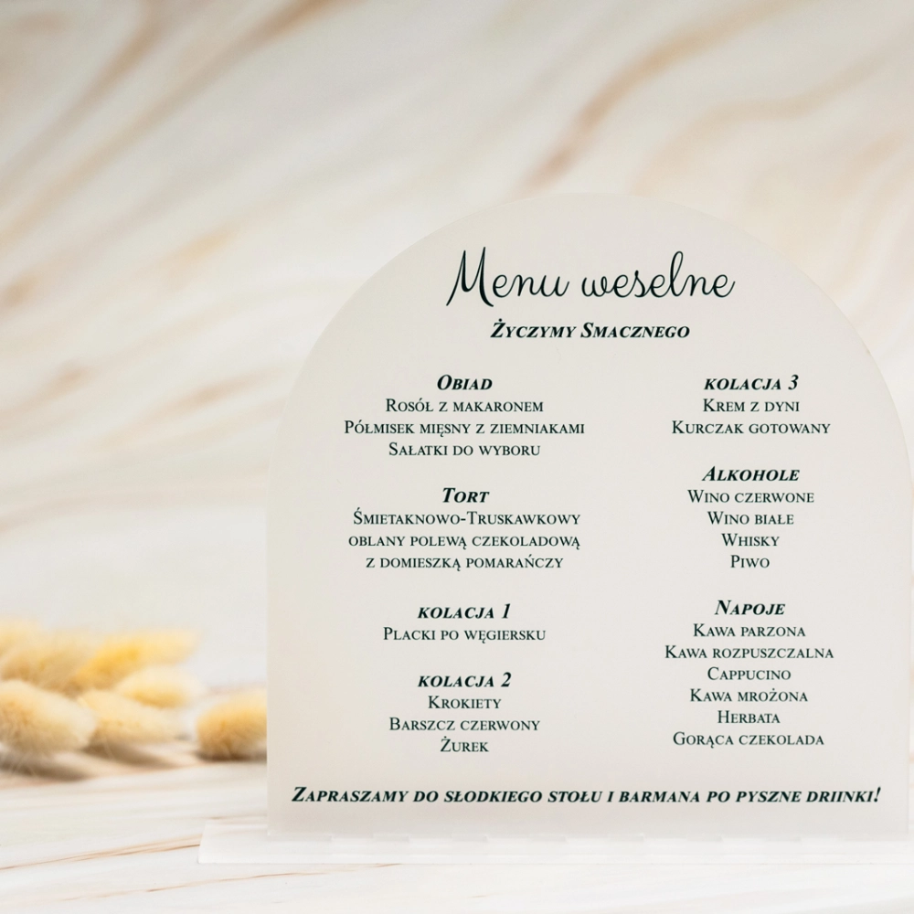 Akrylowe Menu - półokrągłe
