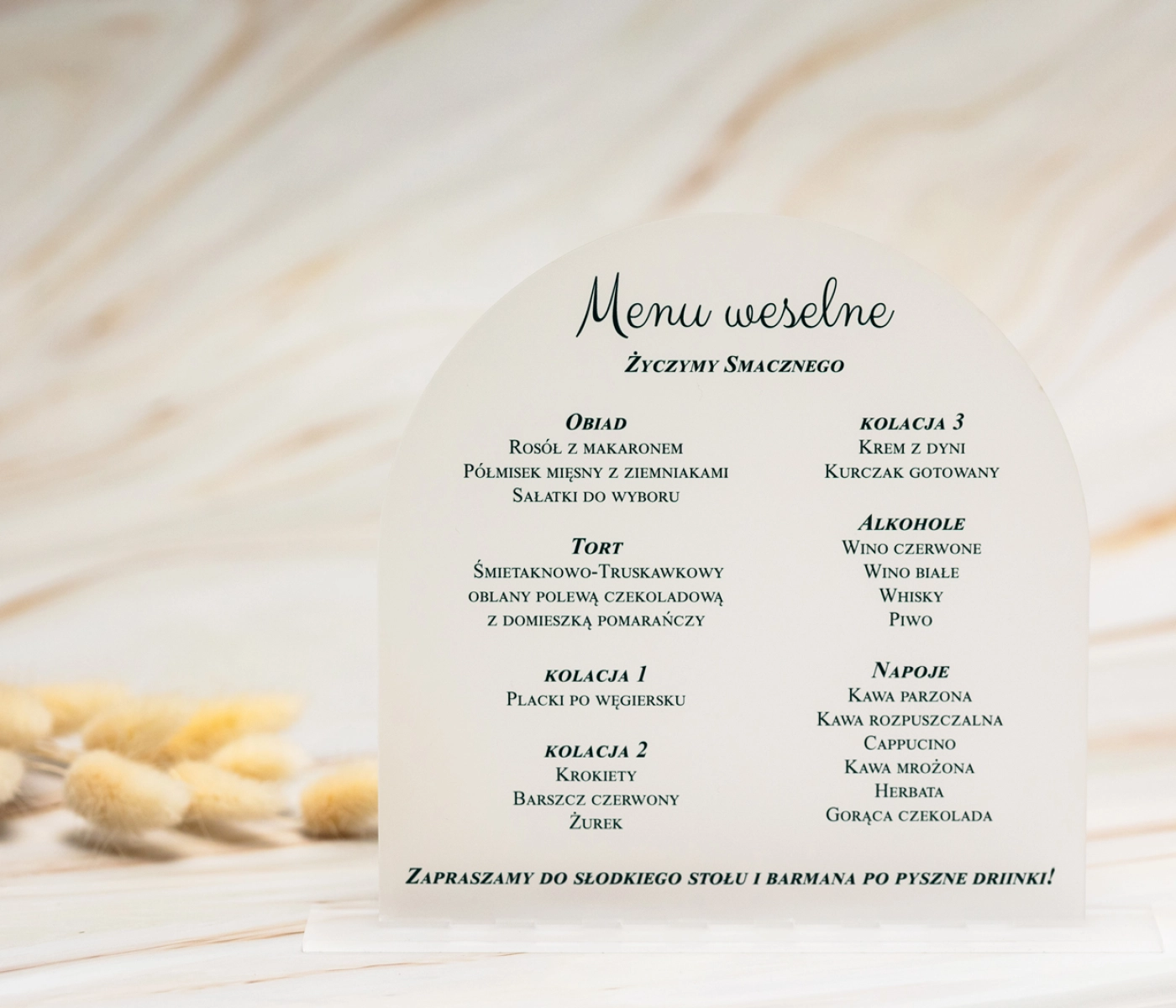 Akrylowe Menu - półokrągłe