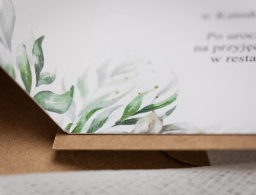 Zaproszenia ślubne Leaves z ekologiczną kopertą i sznurkiem